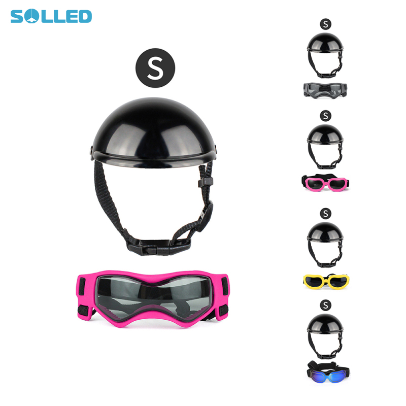 Dog Helmet Goggles Set With Adjustable Belt Soft Sponge Pad 16.5-19cm Adjustable Length Motorcycle Accessories For Daily Wear Weddings Parties