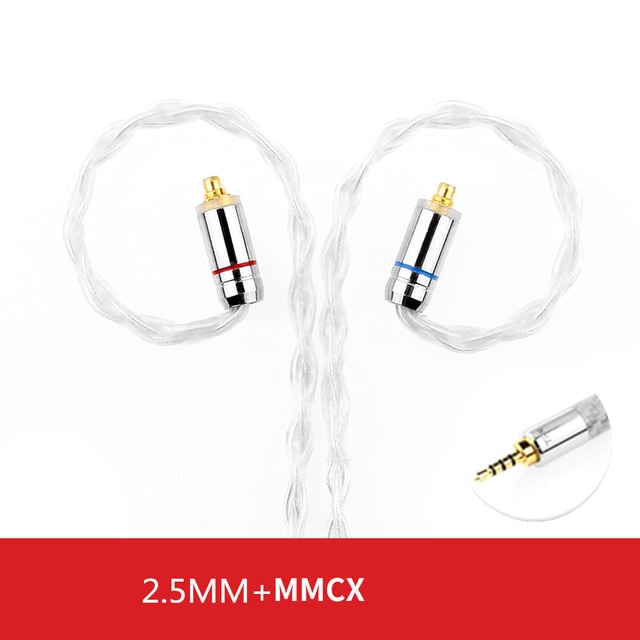 Trn T3 8 Core Silver Cable Upgrade Earphone Cable 3.5 2.5mm Mmcx 2pin