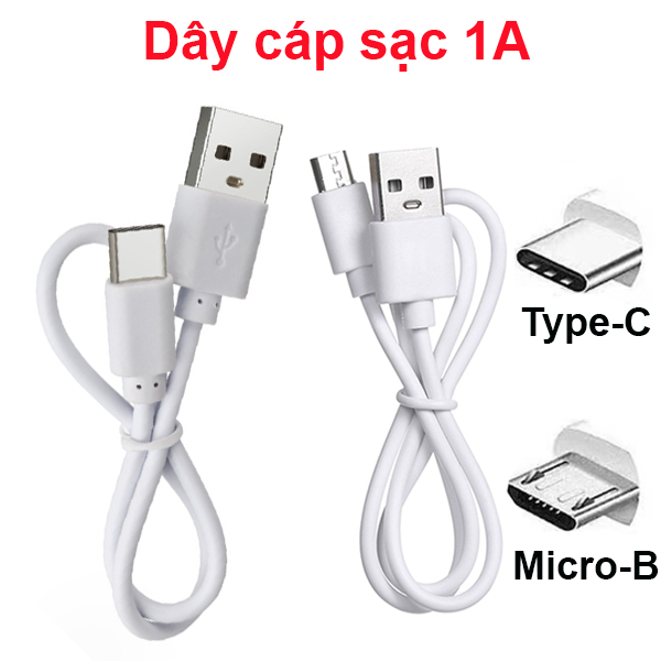 Dây cáp sạc USB màu trắng Micro/ type C - Chỉ sạc hoặc sạc + truyền dữ liệu (data)