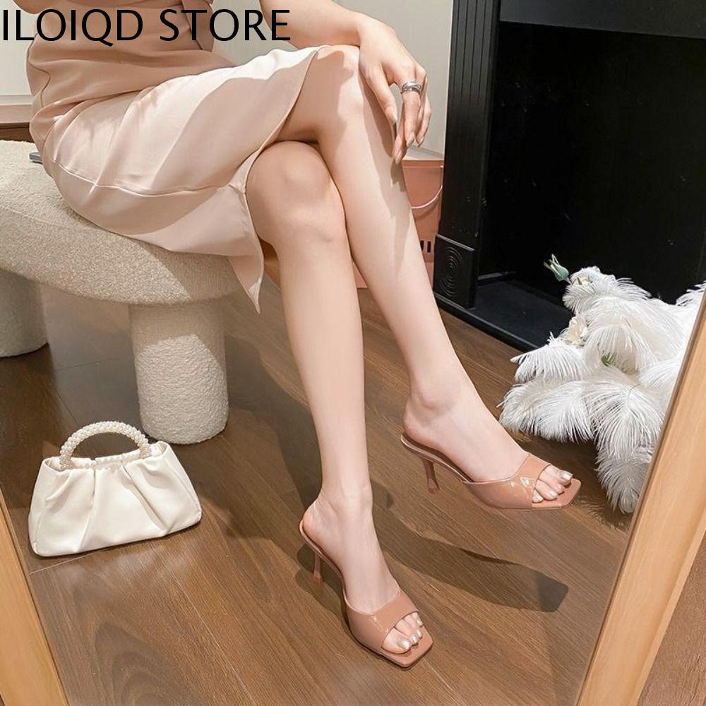 ILOIQD Mùa hè Dép cao gót Thanh lịch Phong cách Pháp Xăng đan cao gót Thời trang Mũi Vuông Dép xỏ ngón nữ Ngoài trời