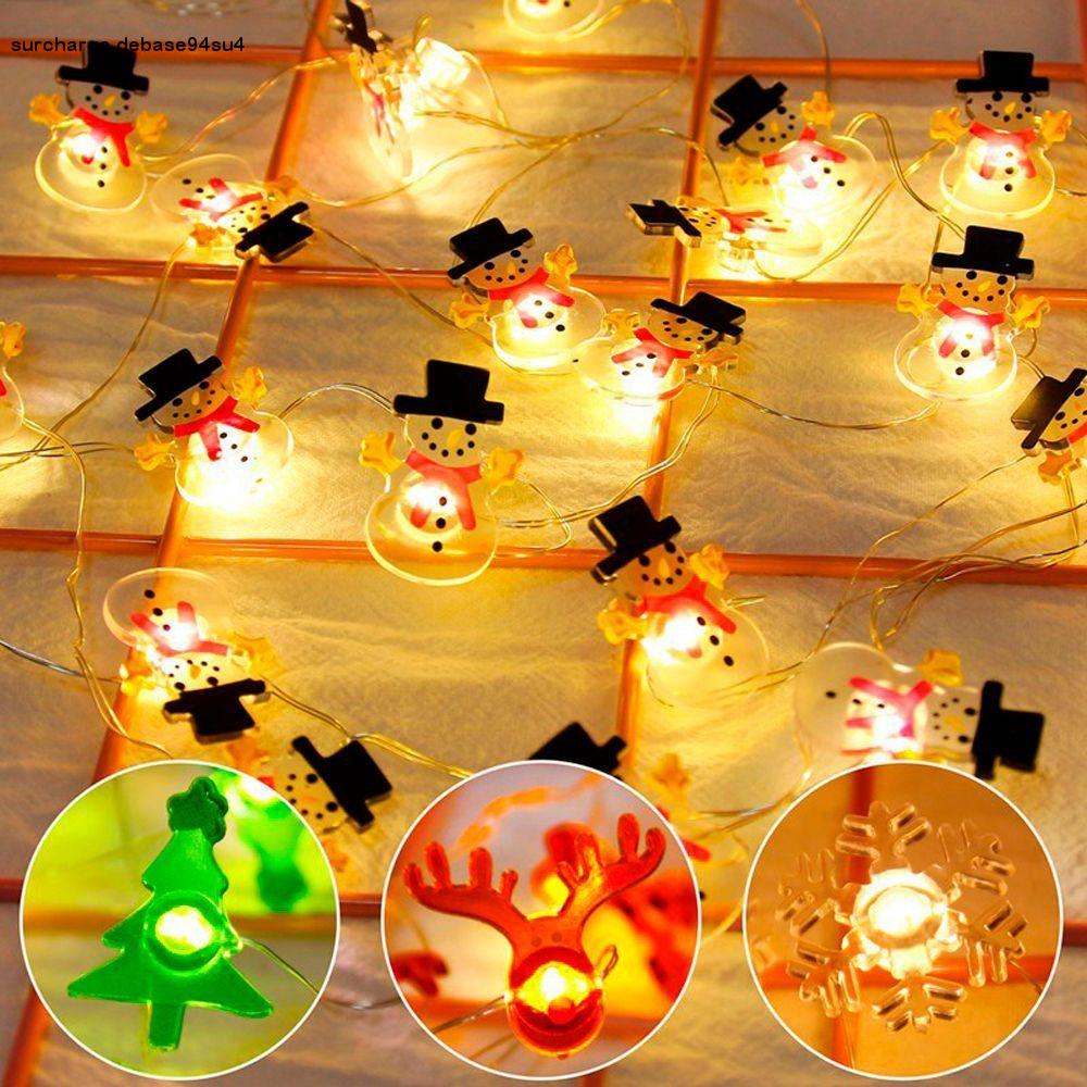 SURCHARGE DEBASE94SU4 Ông già Noel Đèn thần tiên giáng sinh Bông tuyết Nai sừng tấm Dây đèn LED giáng sinh 20Led 2m Đèn giáng sinh Giáng sinh