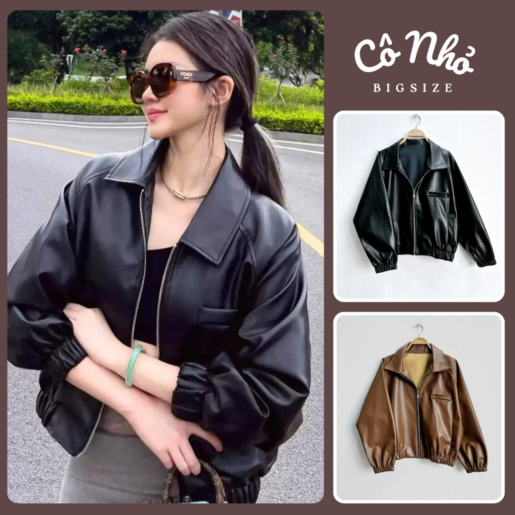Áo Khoác Nữ Dáng Áo Bomber Bigsize Tay Dài Sành Điệu Với Bo Chun Vạt Vải Da Mềm KHOAC11