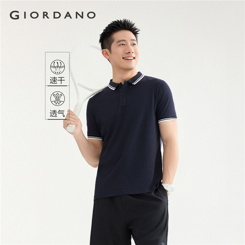 GIORDANO Nam Áo Sơ Mi Polo Nhanh Khô Hút Mồ Hôi Mùa Hè Áo Polo Nhẹ Tay Ngắn Thời Trang Áo Sơ Mi Polo 01014387