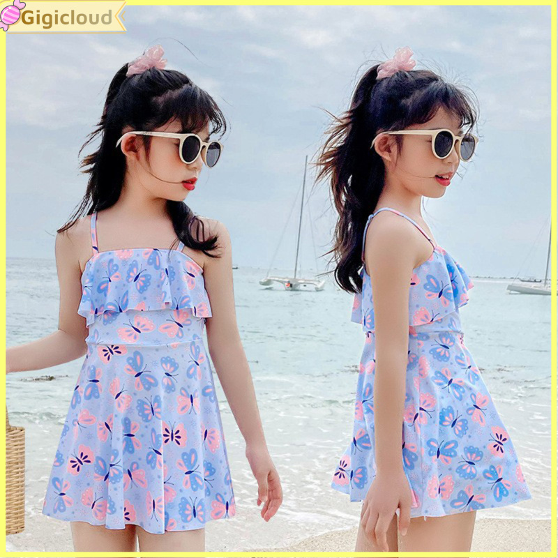 Cute Floral Sleeveless Bathing Suit for 7-9 Years Old Kids ราคา 177 บาท*ส่งฟรี