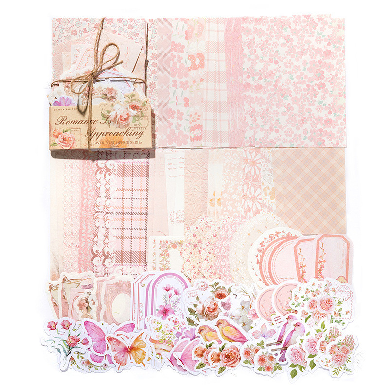 ENWEI 100 Pcs [Flower Post Office Series] Vintage Journal Material Paper Multiple Deco Paper Scrapbooking Sticker Scrapbook Kit