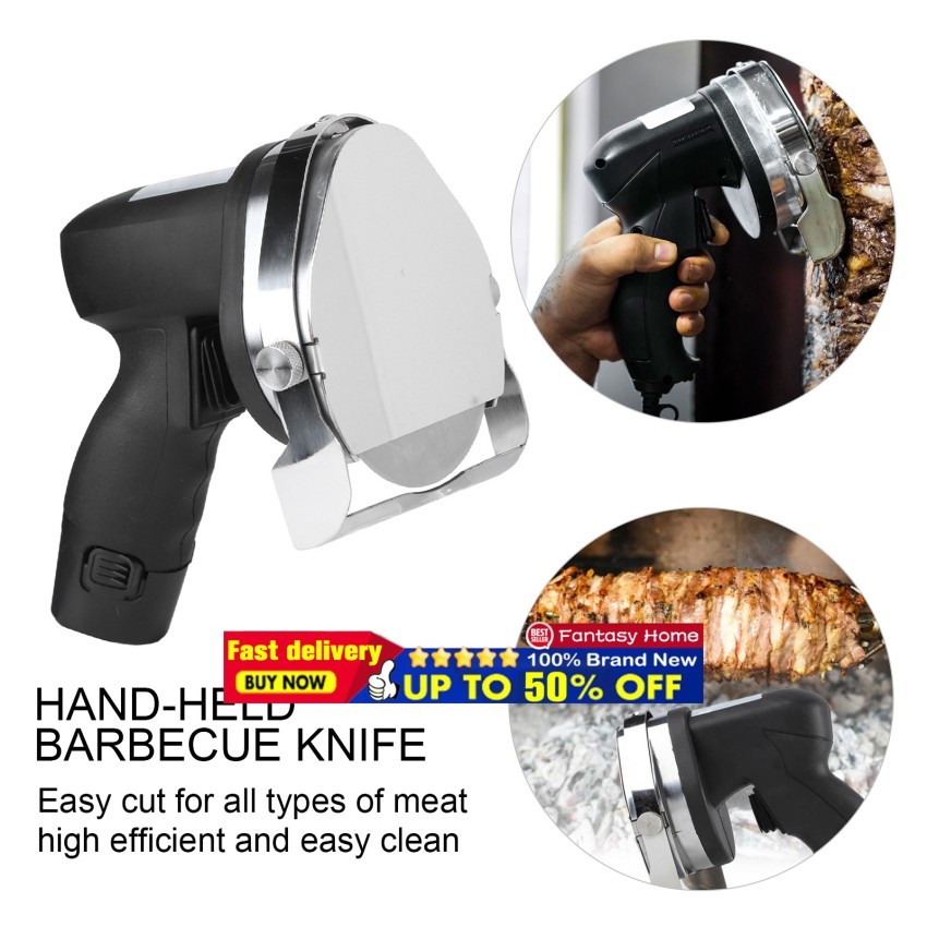 Electric Kebab Slicer doner Knife Shawarma Cutter handheld roast meat cutting machine Gyro Knife 220-240V 110V two blades ราคา 1,930 บาท*ส่งฟรี