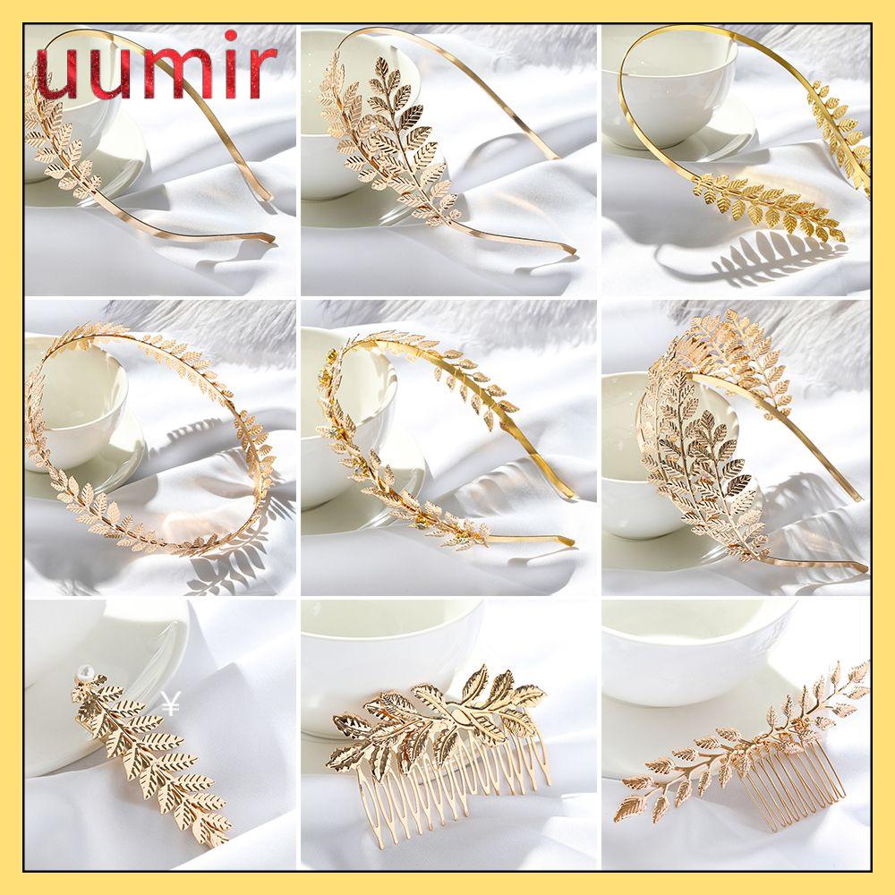 UUMIR Tiara Lược chải tóc Trang sức tóc Vòng tóc Lá buộc tóc Băng đô cô dâu Vương miện cài tóc cưới
