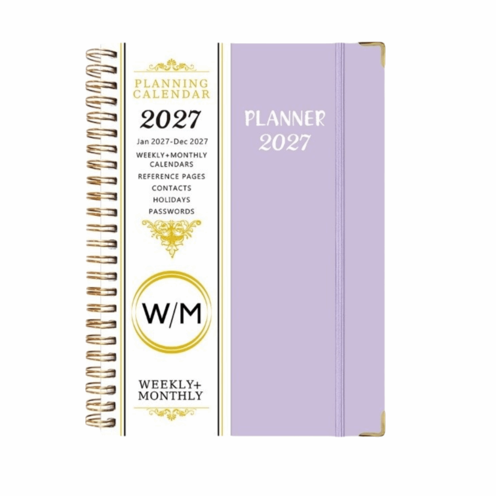 FLICKS A5 Size Yearly Planner Notebook Spiral Binding 2027 Spiral Schedule Notebook Easy To Use 365 Days Diary Daily Plan Yearbook Office Supplies