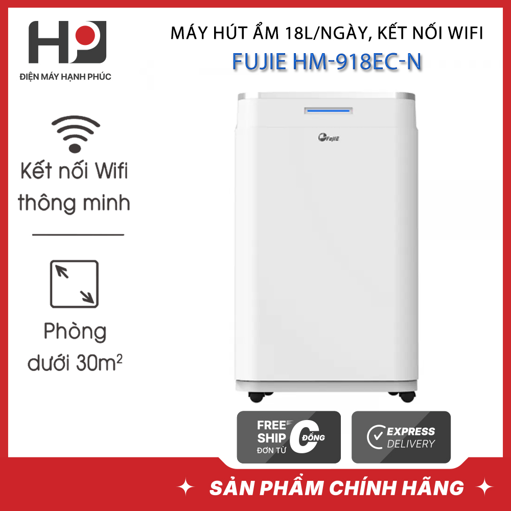 Máy hút ẩm dân dụng FujiE HM-918EC-N kết nối wifi thông minh, công suất hút ẩm 18l/ngày, tích hợp nhiều chức năng
