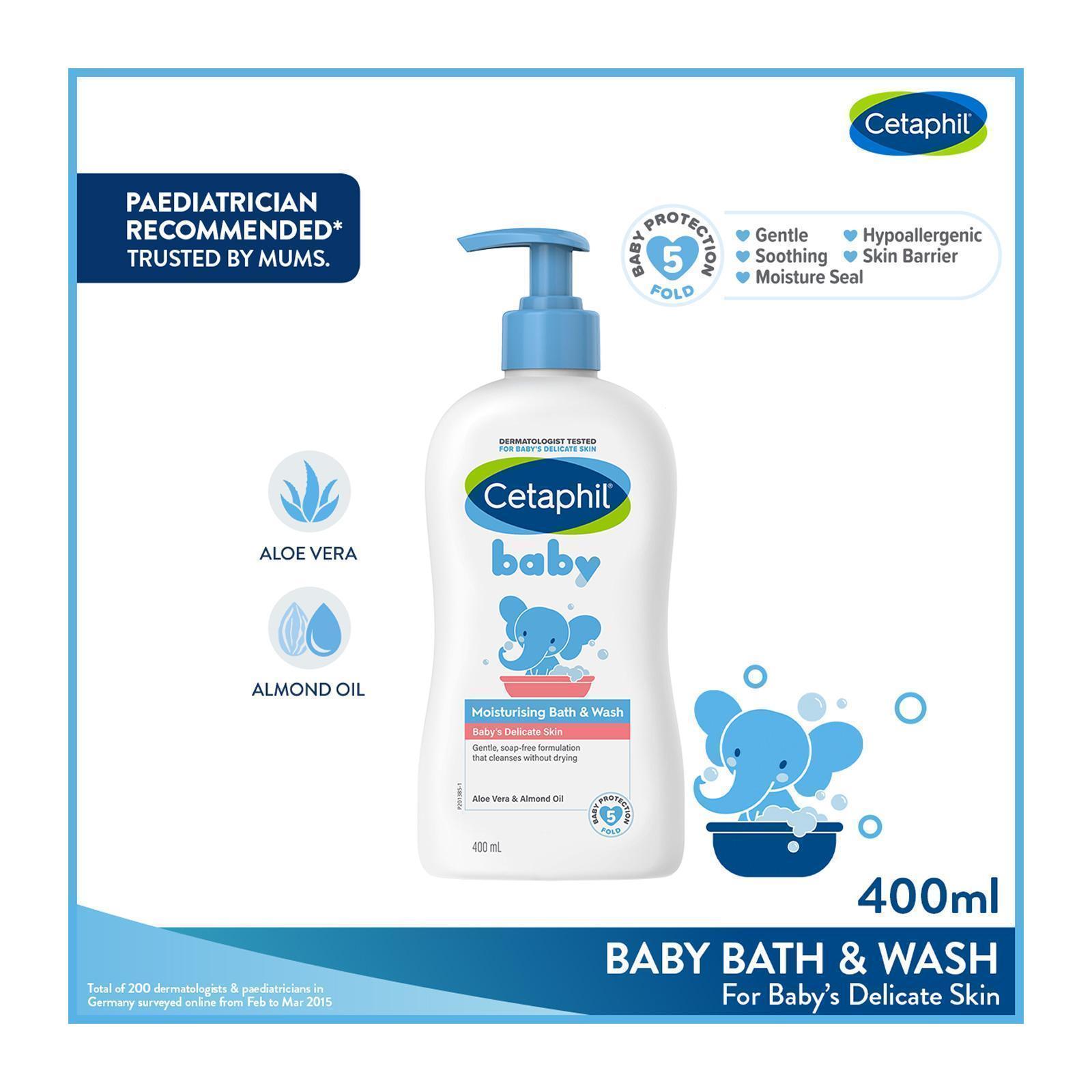 Cetaphil Baby Moisturising Bath And Wash 400ML - With Aloe Vera And Almond Oil