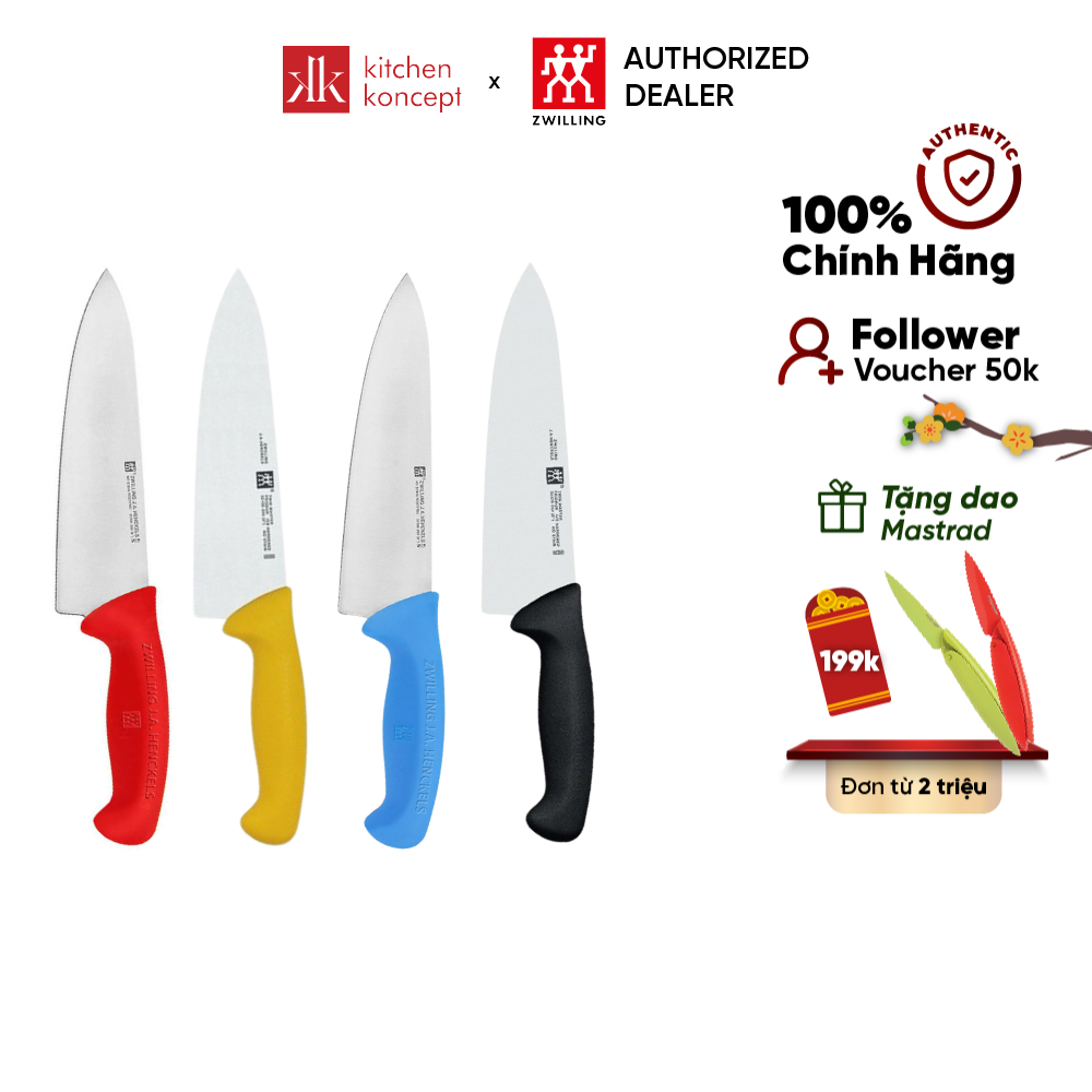 ZWILLING - Dao Chef Twin Master 20 cm, được làm bằng công thức đặc biệt giúp bạn dễ dàng cắt, thái các loại thịt, cá và rau củ