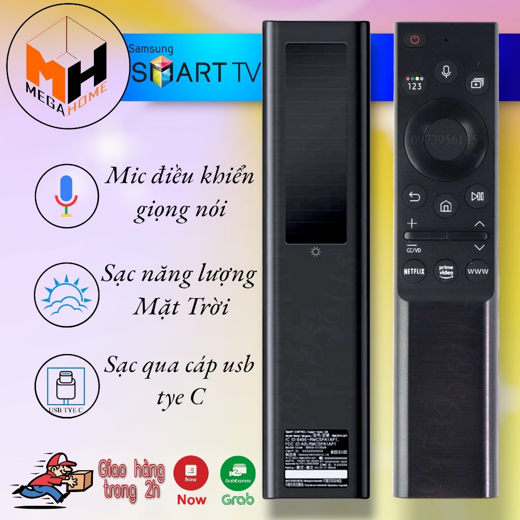 Điều khiển tivi samsung giọng nói năng lượng mặt trời & pin. Remote tivi samsung giọng nói sạc năng lượng mặt trời & pin