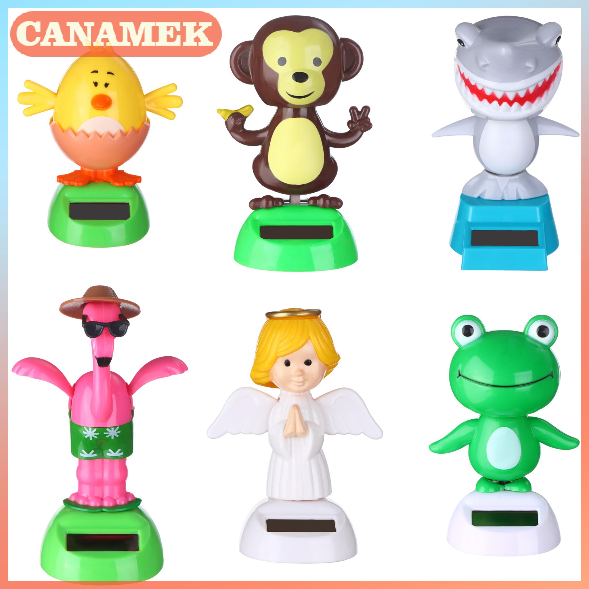 CANAMEK 6ชิ้นตุ๊กตาสัตว์เต้นพลังงานแสงอาทิตย์แกว่งหน้าต่างเคลื่อนไหวได้จับแสงแดดตกแต่งรถพกพาได้กบ ราคา 164 บาท*ส่งฟรี