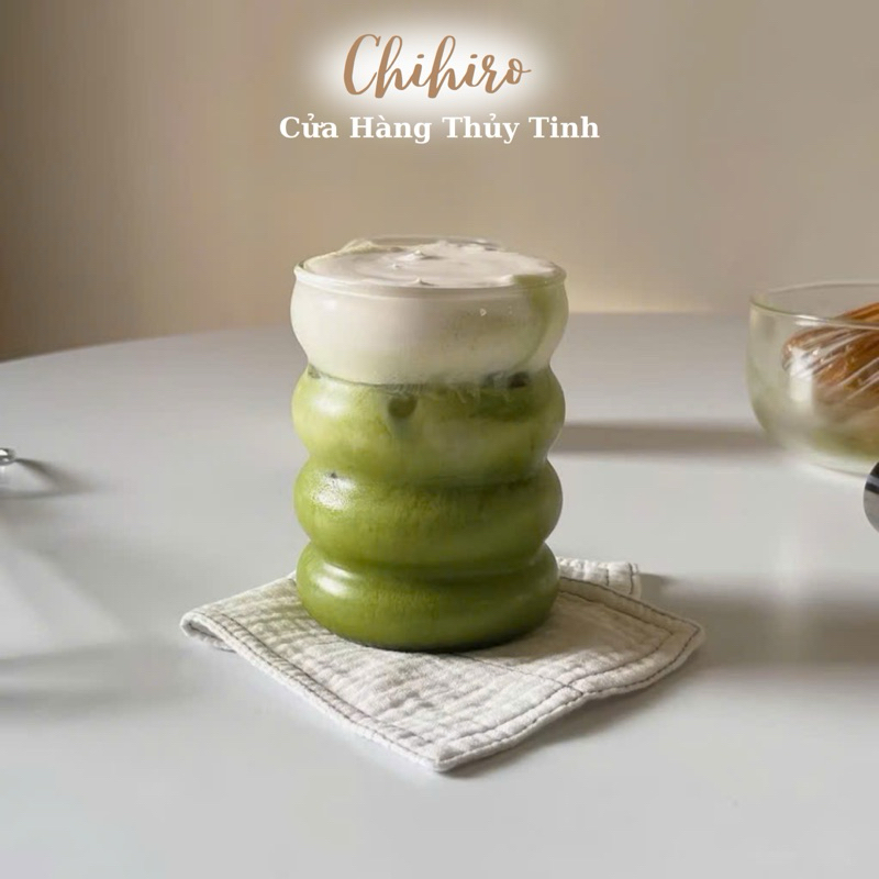 Cốc/ Ly thủy tinh 4 tầng chịu nhiệt 350ml dùng uống matcha sữa , trà sữa , trà hoa - Chihirostore.decor