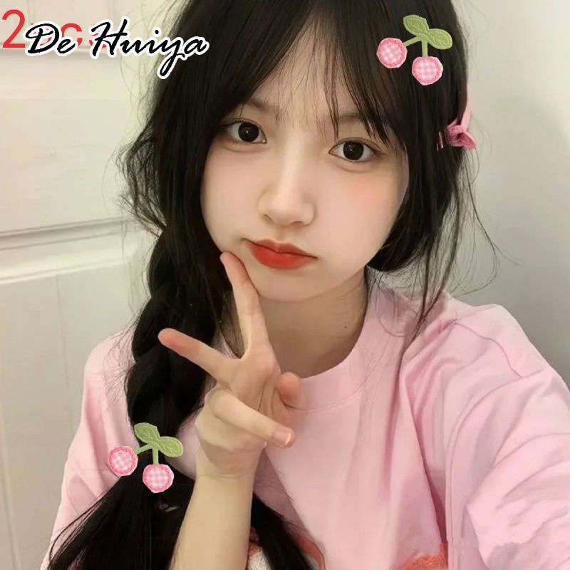 DEHUIYA กิ๊บติดผมผ้าเชอร์รี่สีชมพูน่ารักสไตล์เกาหลีสำหรับเด็กผู้หญิง ราคา 12 บาท*ส่งฟรี