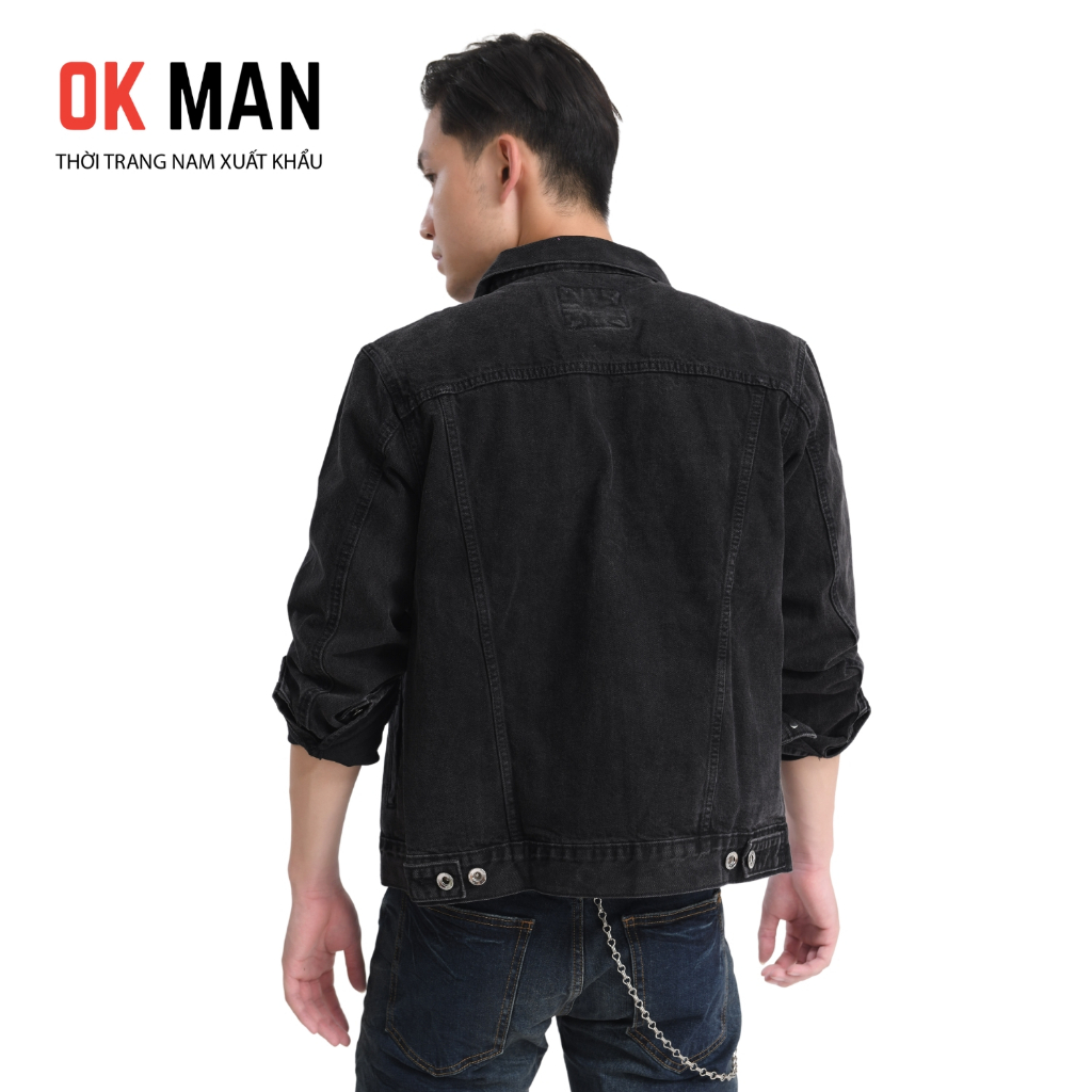 Quảng Đông C♢Áo khoác jean nam denim jacket cao cấp, áo bò nam dáng ôm co giãn thoải mái OKMAN3/21