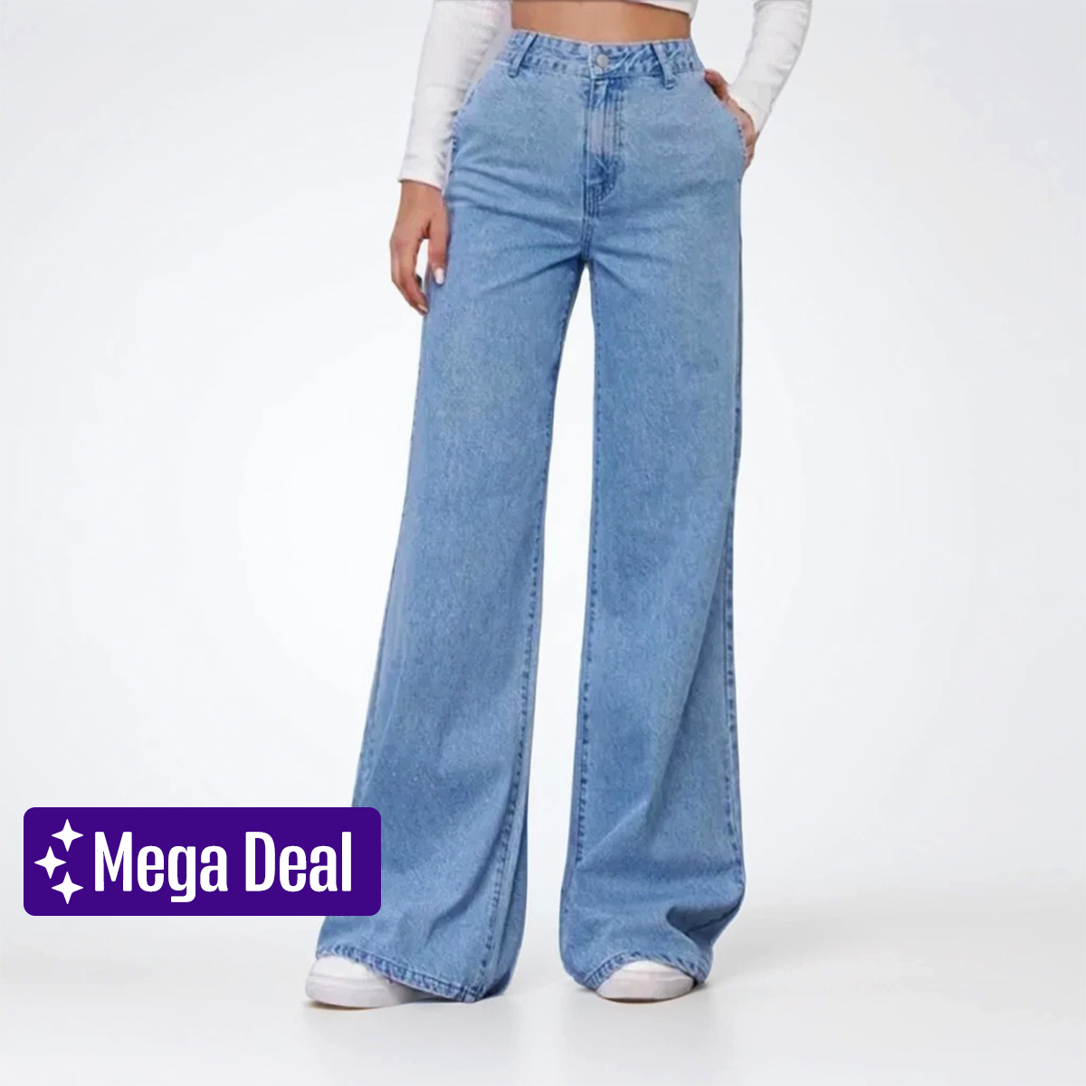 High Waist Wide Leg Fashion Denim Jeans for Women - Stylish and Comfortable