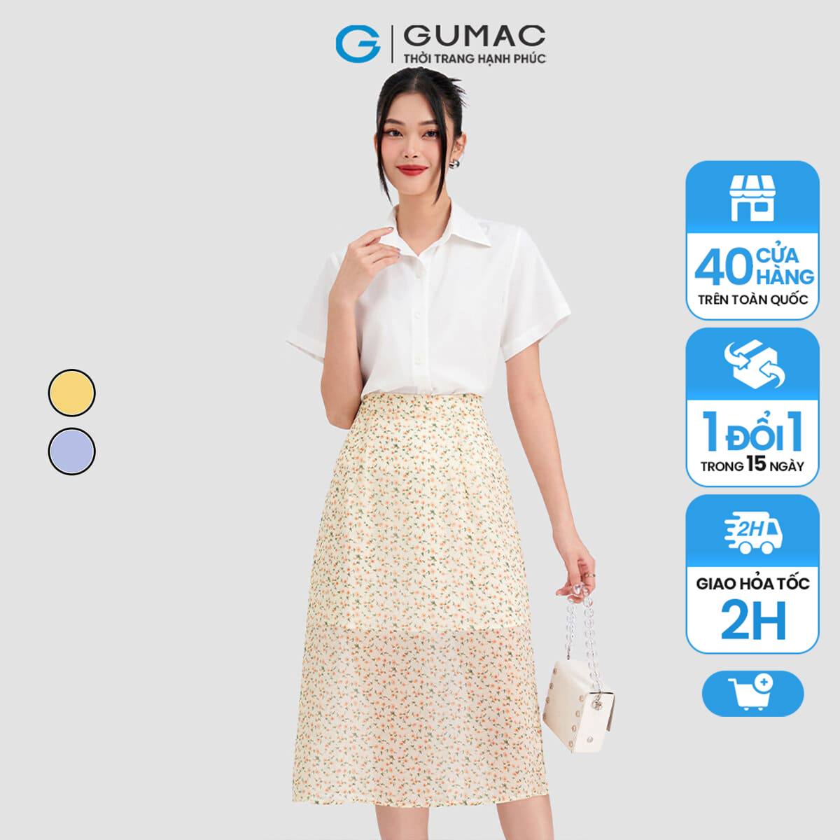 Chân váy midi xẻ tà gumac lvd0303