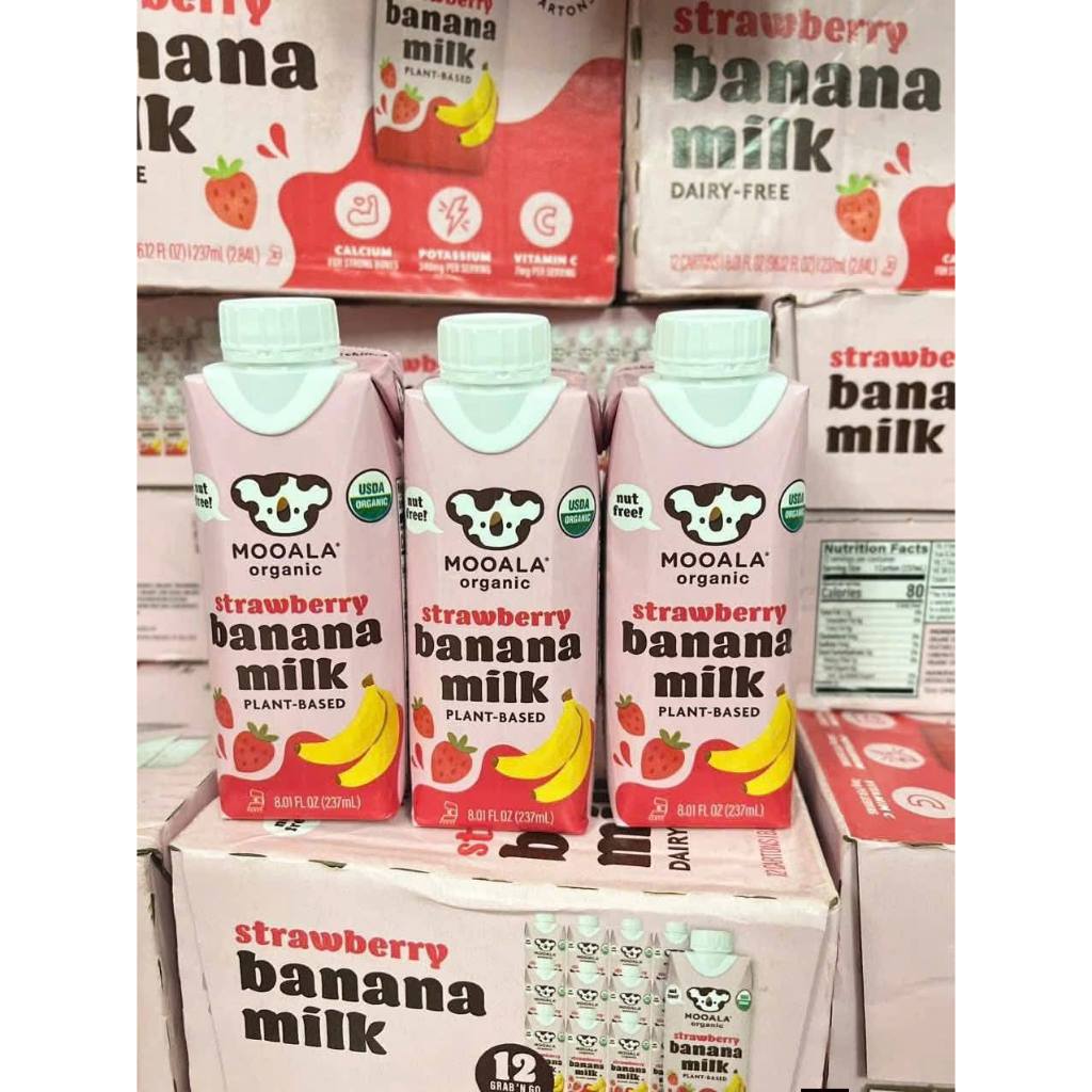 [DATE 2027] PACK 12 SỮA CHUỐI DÂU MOOALA ORGANIC – DINH DƯỠNG SẠCH TỪ THỰC VẬT