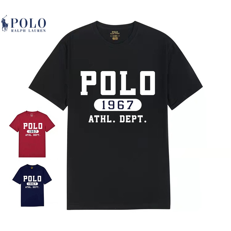 POLO Ralph Lauren Nam Áo Thun Polo Tay Ngắn Cổ Tròn In Chữ Chất Liệu Cotton Cao Cấp