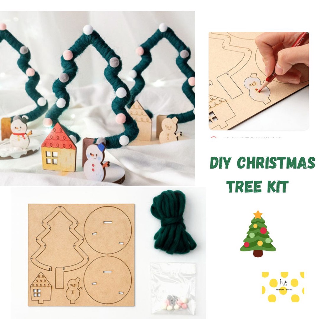 Trẻ em tự làm len đồ thủ công Cây giáng sinh Kit X'mas trang trí quà tặng