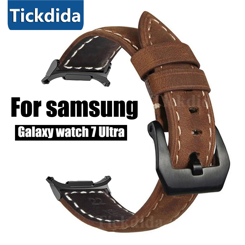 High Quality Genuine Leather Strap for Samsung Galaxy Watch 7 Ultra Band Vintage Frosted Strap for Watch Ultra 47mm Accessories Presyo 242 Piso*Libreng Shipping