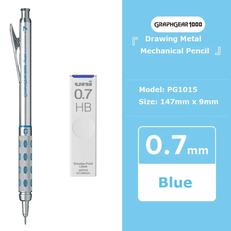 Japan Pentel Graphgear 1000 Metal Mechanical Pencil 0.3/0.5/0.7/0.9MM Low Center of Gravity Drawing Activity Pens Art Stationery