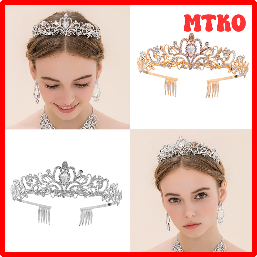 [MTKO] Crystal Crown Tiara with Comb Headband for Women Girls Wedding Birthday Party Princess Vintage Bridal Hair Accessories ✬✫✩ ราคา  22,504 บาท*ส่งฟรี