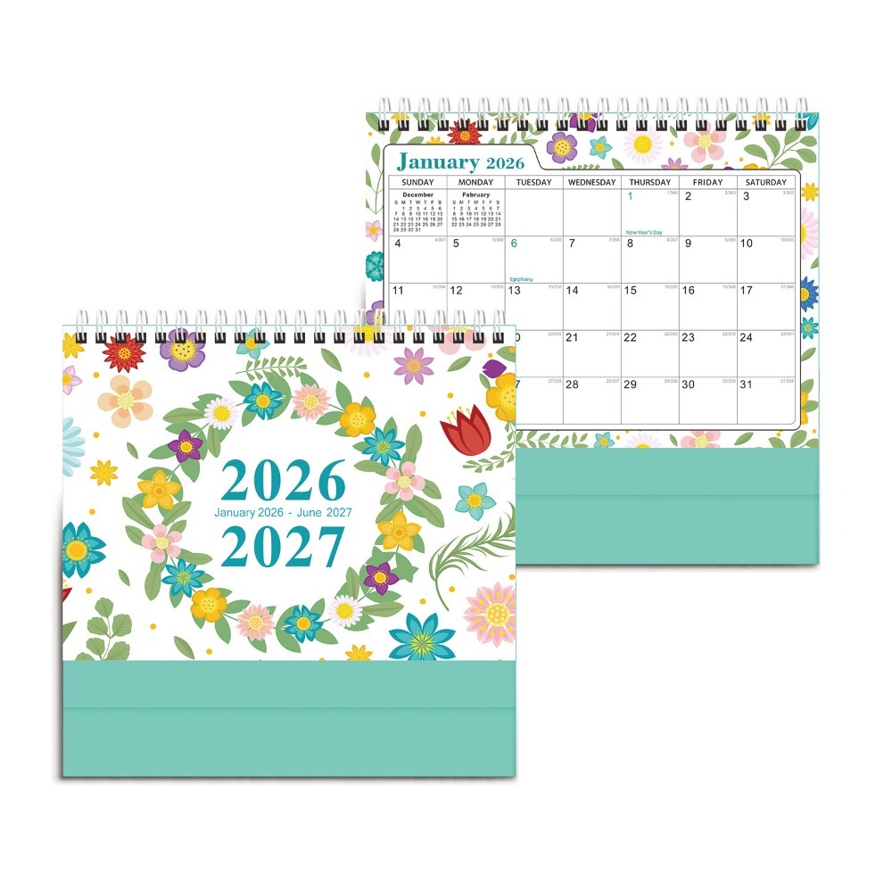JESSLILY January 2026-June 2027 Desk Calendar Cactus Small 2026 Desktop Planner Creative Standing Flip Monthly Agenda Calendar