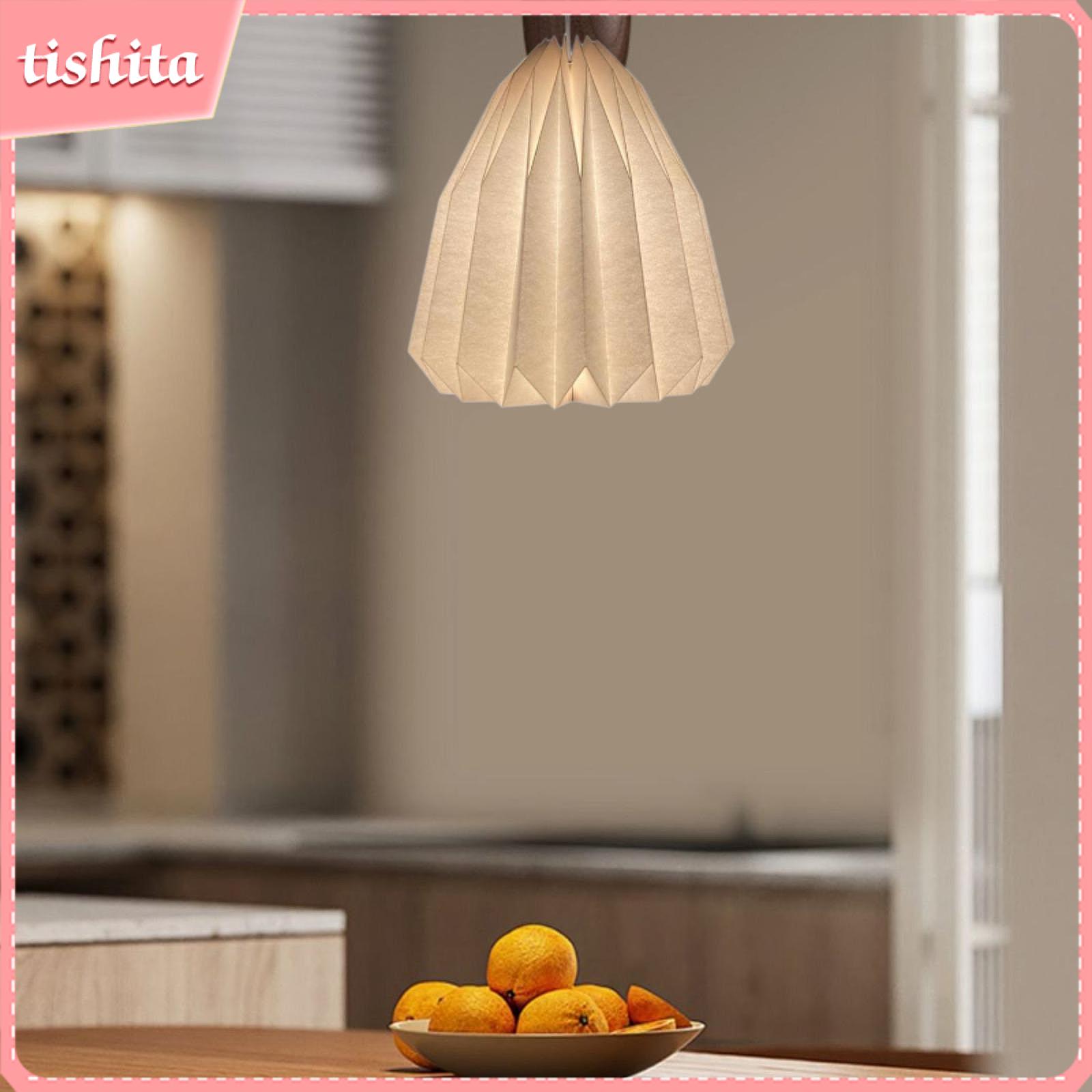 tishita Paper Origami Lamp Shade Hanging Pendant Light Lamp Cover Folded Pleat Lamp Shade for Hotel Cafe Restaurant Home Dining Room