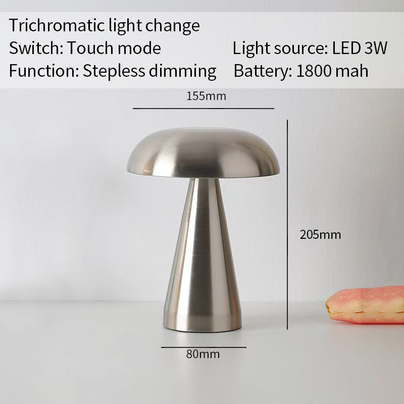 ChicLiving Mushroom Table Lamp Led Desk Light Touch Dimming Rechargeable Bedside Night Lamp Rumah Tangga Portable