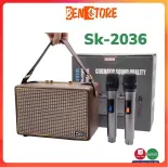 Loa Bluetooth Karaoke Qixi SK 2036, Âm Thanh Hay Tặng Kèm 2 Tay Mic Không Dây, Thiết Kế Cực Đẹp - ASHAKI