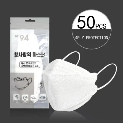 50/100pcs 4ply Korean Face Kf94 KN 94 Mask White Face Mask Mask Reusable Facemask For adults 3D Mask KN 94 Mask