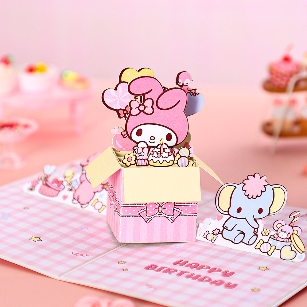 Corneliali Sanrio Phim Hoạt Hình món quà chúc mừng Thẻ Giai Điệu Kuromi Hello Kitty Pochacco 3D Pop 