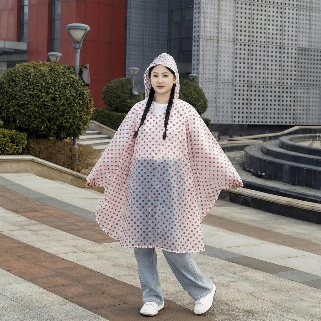 Jas Hujan Ponco Dewasa Unisex Motif Polkadot Bahan PEVA Tahan Lama Anti Sobek Anti Air - 1900 Harga 24,800 rupiah*Gratis Ongkir