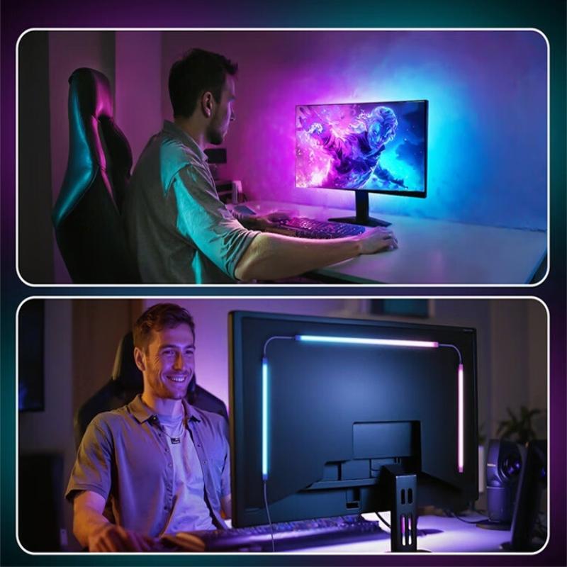 BeautyBoostT Led Sync RGB LED Strip Lights cho 24-34 inch màn hình USB-Powered đèn nền đón bầu không khí Lights cho chơi game phòng bàn trang trí nội thất