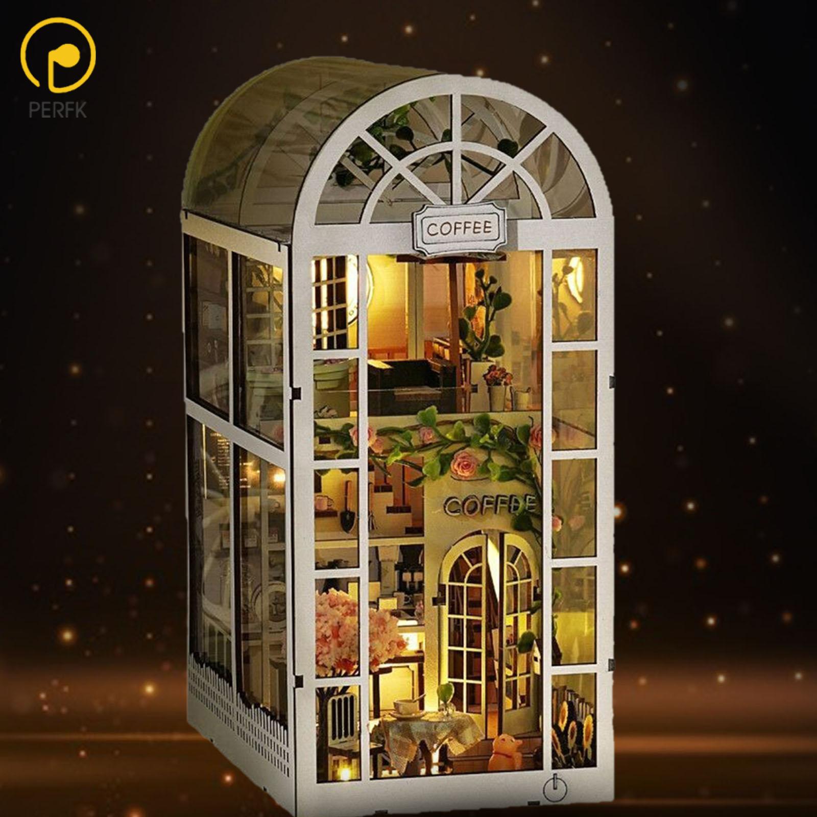 DIY Bookend Kit Miniature Dollhouse Coffee Garden Collectible with Light Creative 3D Wooden Puzzle Bookend for Desk Office ราคา 2,836 บาท*ส่งฟรี