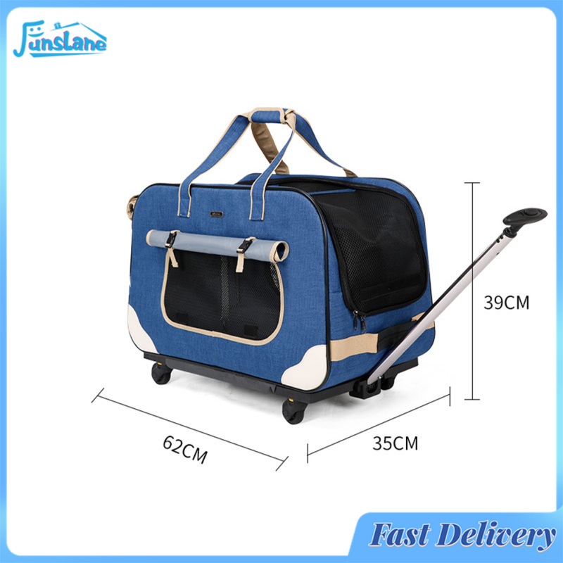 FunsLane Pet Carrier With Wheels Foldable Breathable Waterproof Rolling Pet Carrier With Detachable Adjustable Trolley For Cats Dogs ราคา 4,373 บาท*ส่งฟรี