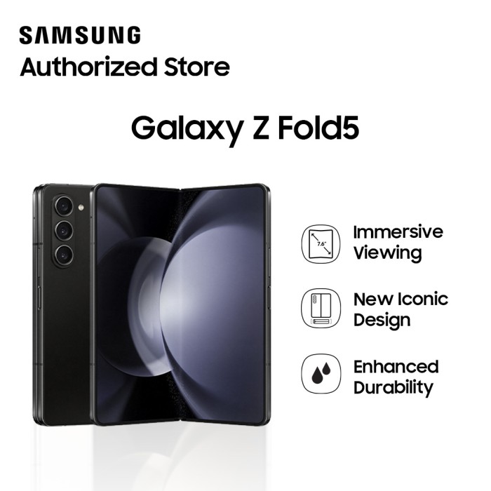 Promo bulan ini Samsung Galaxy Z Fold5 5G 12/512GB - Phantom Black Harga  21,599,200 rupiah*Gratis Ongkir