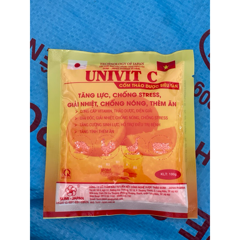 Univit C (100g) {Sumi japan} tăng lực, chống stress, giải nhiệt, chống nóng, thèm ăn gia súc, gia cầm, gà