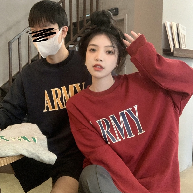 COD fgdgf Áo Sweater Tay Dài Dáng Rộng Cổ Tròn In Chữ Kiểu Hàn Quốc Cá Tính
