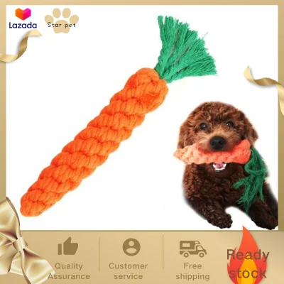1pcs Dog Toys Cotton Carrots Chew Teeth Cleaning Braided Rope Puppy Teeth Bite Resistant Knots Chewing Dog Toy Bite Toys for Dog