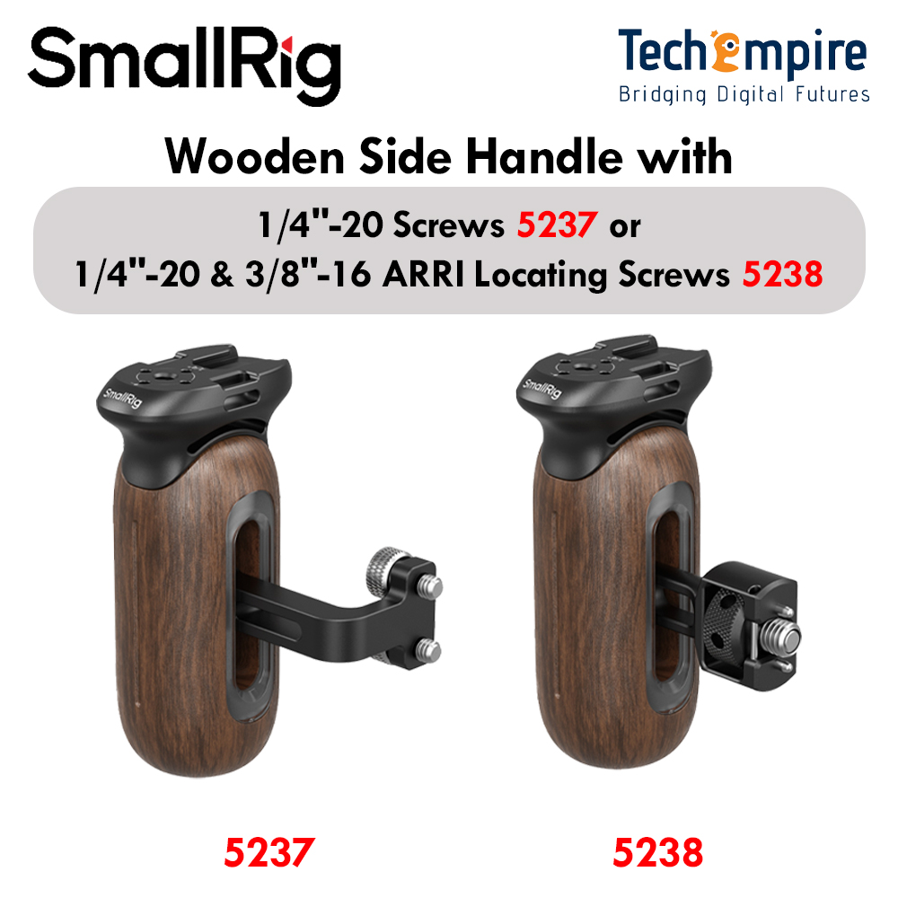 SmallRig Wooden Side Handle with 1/4"-20 Screws [5237] / with Two-In-One 1/4"-20 & 3/8''-16 ARRI Locating Screws [5238] - Jenama SMALLRIG Harga 217 Ringgit*Penghantaran Percuma
