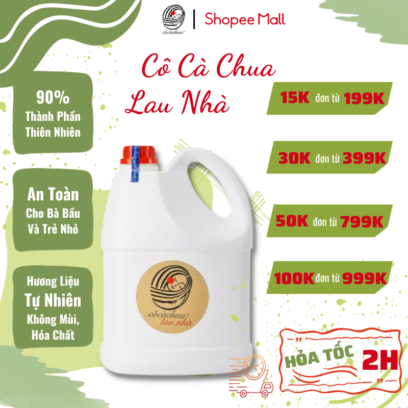 Nước Lau Sàn Nhà AN TOÀN CHO BÉ Cô Cà Chua Yêu Nước 4l Hữu Cơ Hương Sả Chanh Thơm Mát Diệt Khuẩn