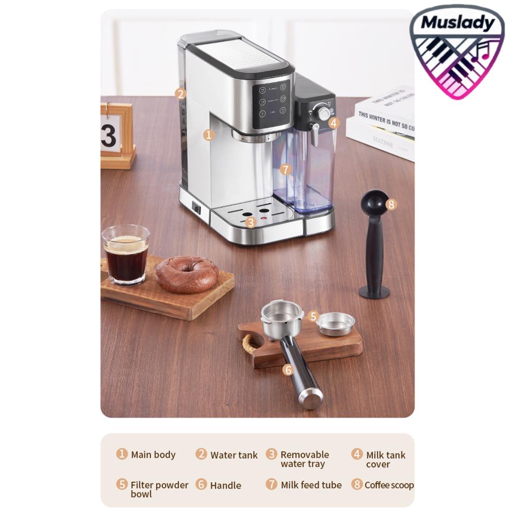 MUSLADY เครื่องชงกาแฟพร้อมเครื่องตีฟองนมไอน้ำแรงดันสูง แผงควบคุมอัจฉริยะสำหรับบ้าน ราคา 21,835 บาท*ส่งฟรี
