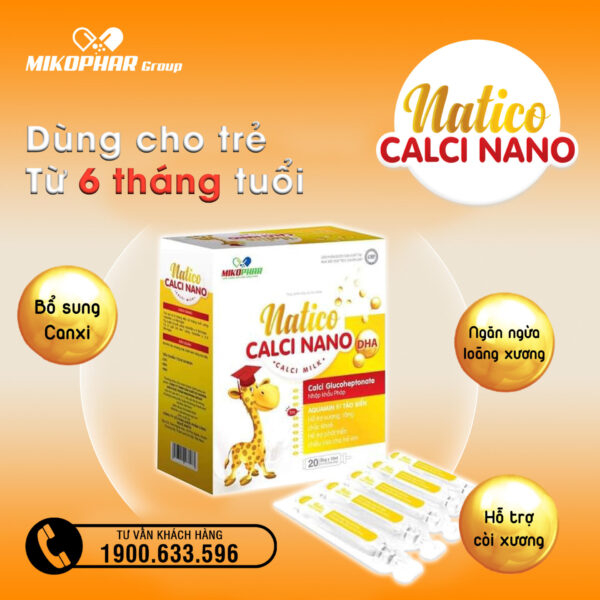 Canxi Nano vitamin k2 mk7 Natico Calci Nano canxi cho bé ăn ngon ngủ tốt