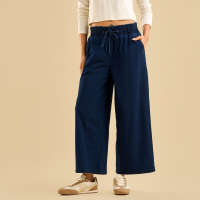 Max Fashions Celana Wanita Wide Leg Culotte Jeans - Blue Dark