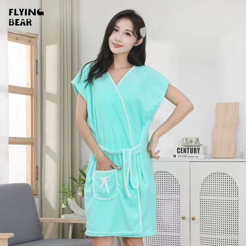 Áo choàng tắm bằng lông cừu cao cấp Phụ nữ gấu bay với khả năng hấp thụ và thắt lưng có thể điều chỉnh mạnh