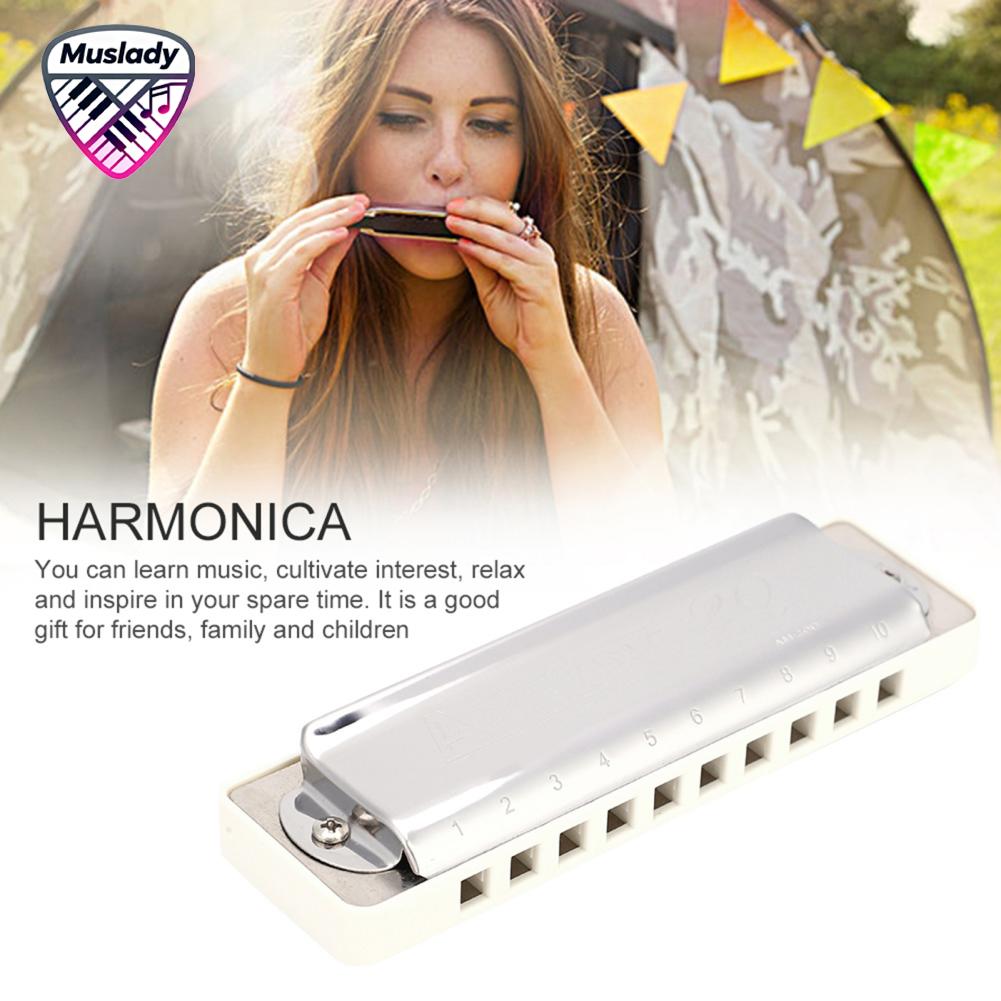 Muslady KONGSHENG AM-20D Phosphor Bronze Reed 10 หลุม 20 Tone Blues Harmonica ในคีย์ D (สีขาว) ราคา  696 บาท*ส่งฟรี