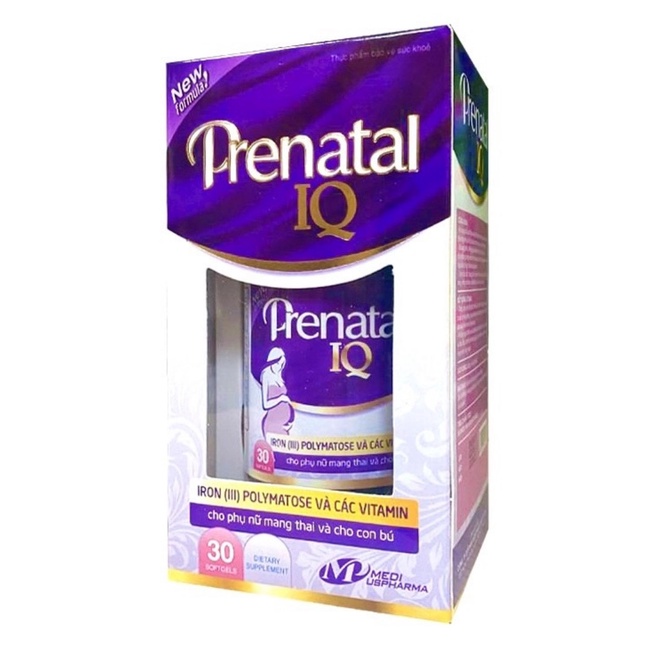 Bổ bầu PRENATAL IQ DHA TÍM Bột quả óc chó chai 30 viên - Tủ Thuốc Bảo Châu